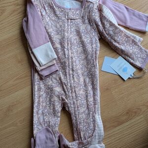 Cloud Island Pink Floral Kids Footie